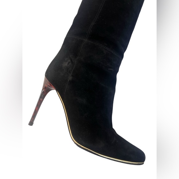 Balmain black suede over the knee boots - Picture 4 of 12